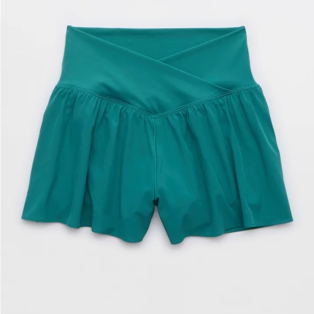 Aerie Teal Women's crossover shorts - Picture 2 of 10